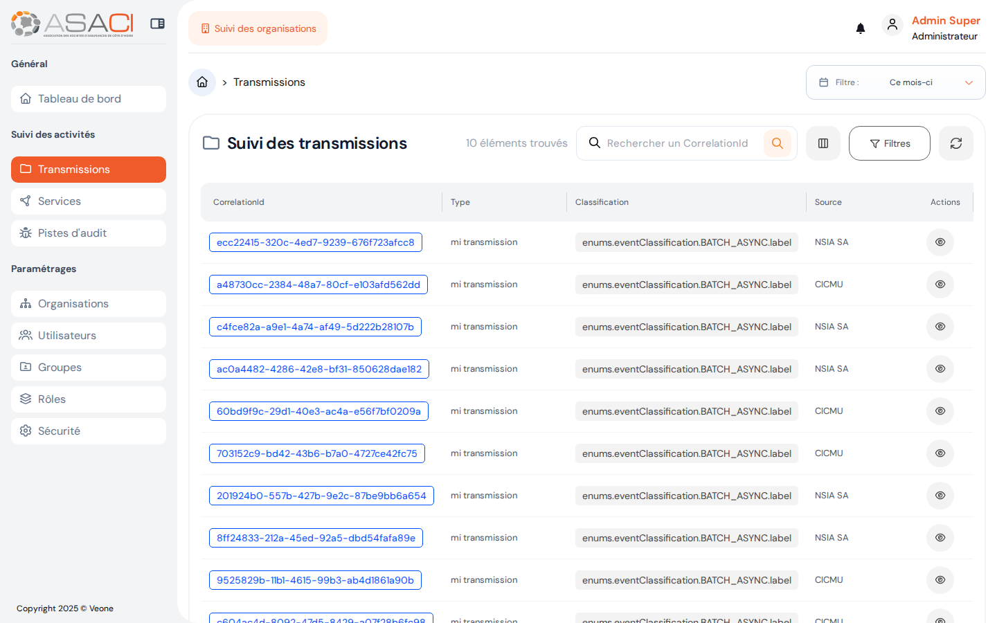 Suivi des transmissions