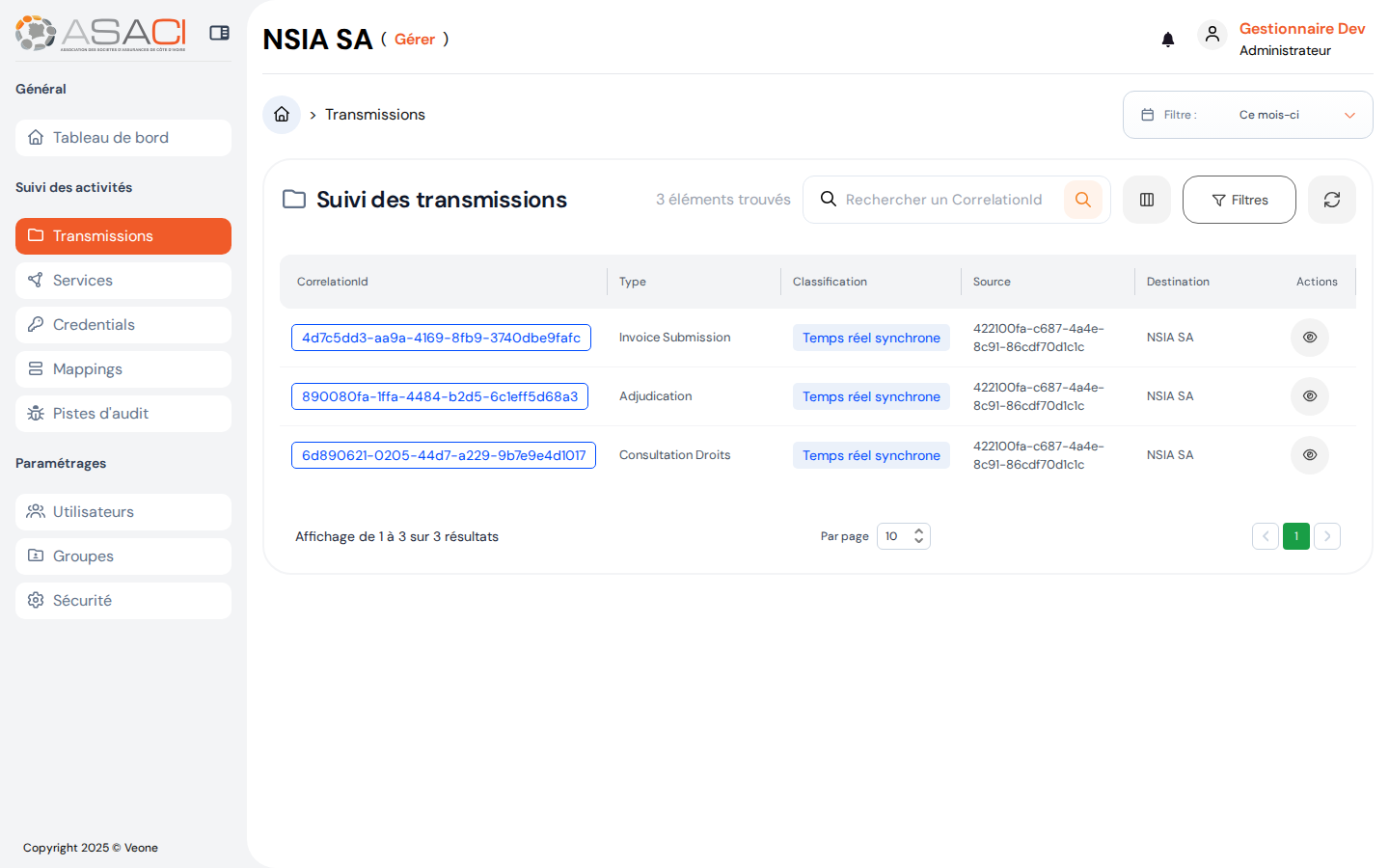 Suivi des transmissions